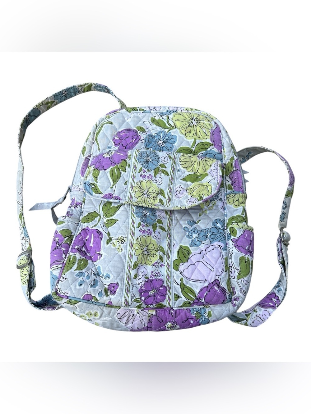 Vera Bradley Quilted Floral Backpack - Purple, Blue, Green
